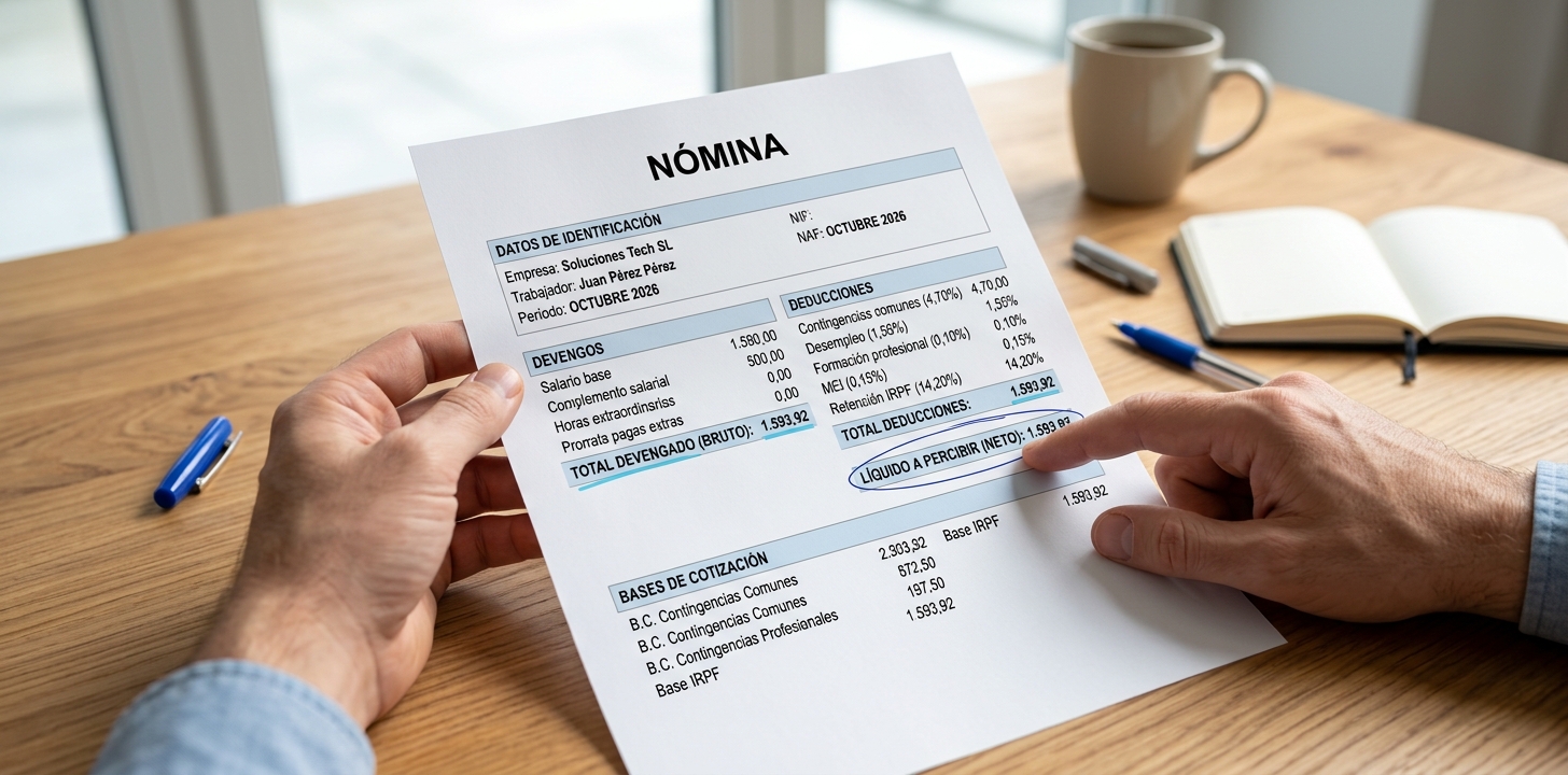 Cómo leer una nómina paso a paso: partes, devengos, deducciones y neto a percibir